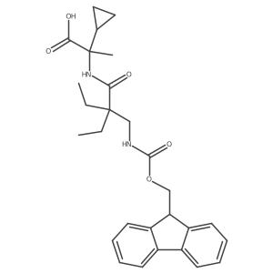 2-cyclopropyl-2-{2-ethyl-2-[({[(9H-fluoren-9-yl)methoxy]carbonyl}amino)methyl]butanamido}propanoic acid结构式