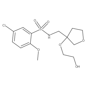 5-chloro-N-((3-(2-hydroxyethoxy)tetrahydrofuran-3-yl)methyl)-2-methoxybenzenesulfonamide结构式