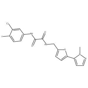 N'-(3-chloro-4-fluorophenyl)-N-{[5-(1-methyl-1H-pyrazol-5-yl)furan-2-yl]methyl}ethanediamide结构式
