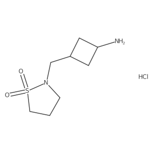 3-[(1,1-dioxo-1,2-thiazolidin-2-yl)methyl]cyclobutanamine;hydrochloride结构式