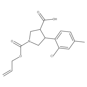 rac-(3R,4S)-4-(2-chloro-4-methylphenyl)-1-[(prop-2-en-1-yloxy)carbonyl]pyrrolidine-3-carboxylic acid Structure