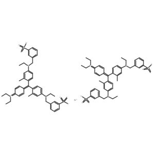 Barium bis[3-({[(1E)-4-([4-(diethylamino)phenyl]{4-[ethyl(3-sulfonatobenzyl)amino]-2-methylphenyl}methylidene)-3-methylcyclohexa-2,5-dien-1-ylidene](ethyl)azaniumyl}methyl)benzenesulfonate] Structure