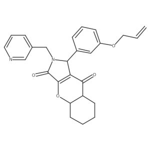 1-(3-prop-2-enoxyphenyl)-2-(pyridin-3-ylmethyl)-4a,5,6,7,8,8a-hexahydro-1H-chromeno[2,3-c]pyrrole-3,9-dione结构式