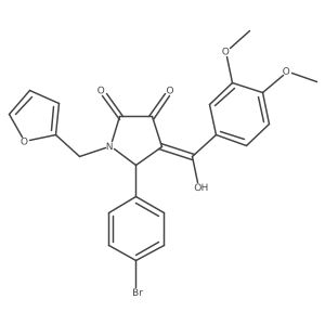(4E)-5-(4-bromophenyl)-4-[(3,4-dimethoxyphenyl)-hydroxymethylidene]-1-(furan-2-ylmethyl)pyrrolidine-2,3-dione Structure
