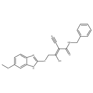 N-benzyl-2-cyano-3-hydroxy-4-[(6-methoxy-1H-1,3-benzodiazol-2-yl)sulfanyl]but-2-enamide结构式