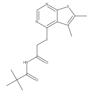 N-(2,2-dimethylpropanoyl)-2-({5,6-dimethylthieno[2,3-d]pyrimidin-4-yl}sulfanyl)acetamide Structure