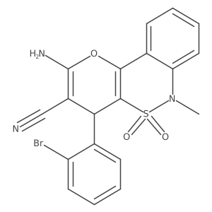 2-Amino-4-(2-bromophenyl)-6-methyl-4,6-dihydropyrano[3,2-c][2,1]benzothiazine-3-carbonitrile 5,5-dioxide Structure