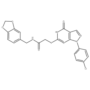 N-(1,3-benzodioxol-5-ylmethyl)-2-{[1-(4-chlorophenyl)-4-oxo-4,5-dihydro-1H-pyrazolo[3,4-d]pyrimidin-6-yl]thio}acetamide Structure