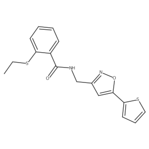 2-(ethylthio)-N-((5-(thiophen-2-yl)isoxazol-3-yl)methyl)benzamide Structure