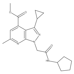 methyl 1-[2-(cyclopentylamino)-2-oxoethyl]-3-cyclopropyl-6-methyl-1H-pyrazolo[3,4-b]pyridine-4-carboxylate结构式