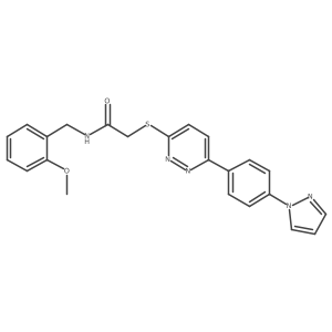 2-((6-(4-(1H-pyrazol-1-yl)phenyl)pyridazin-3-yl)thio)-N-(2-methoxybenzyl)acetamide结构式