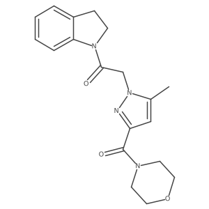 1-(indolin-1-yl)-2-(5-methyl-3-(morpholine-4-carbonyl)-1H-pyrazol-1-yl)ethanone Structure