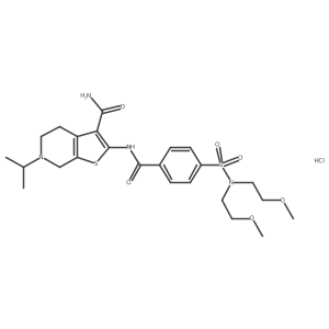2-(4-(N,N-bis(2-methoxyethyl)sulfamoyl)benzamido)-6-isopropyl-4,5,6,7-tetrahydrothieno[2,3-c]pyridine-3-carboxamide hydrochloride结构式