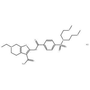2-(4-(N,N-bis(2-methoxyethyl)sulfamoyl)benzamido)-6-ethyl-4,5,6,7-tetrahydrothieno[2,3-c]pyridine-3-carboxamide hydrochloride结构式
