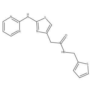 2-(2-(pyrimidin-2-ylamino)thiazol-4-yl)-N-(thiophen-2-ylmethyl)acetamide Structure