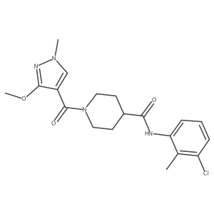 N-(3-chloro-2-methylphenyl)-1-(3-methoxy-1-methyl-1H-pyrazole-4-carbonyl)piperidine-4-carboxamide结构式