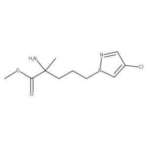 methyl 2-amino-5-(4-chloro-1H-pyrazol-1-yl)-2-methylpentanoate结构式
