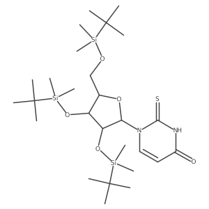 1-((2R,3R,4R,5R)-3,4-Bis((tert-butyldimethylsilyl)oxy)-5-(((tert-butyldimethylsilyl)oxy)methyl)tetrahydrofuran-2-yl)-2-thioxo-2,3-dihydropyrimidin-4(1H)-one结构式