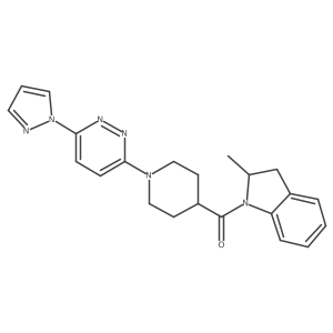(1-(6-(1H-pyrazol-1-yl)pyridazin-3-yl)piperidin-4-yl)(2-methylindolin-1-yl)methanone结构式