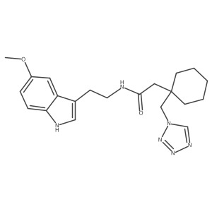 N-[2-(5-methoxy-1H-indol-3-yl)ethyl]-2-[1-(1H-1,2,3,4-tetraazol-1-ylmethyl)cyclohexyl]acetamide结构式