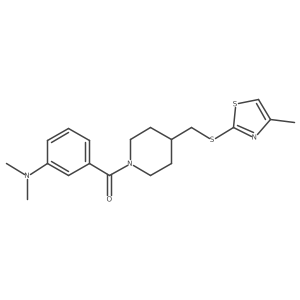 (3-(Dimethylamino)phenyl)(4-(((4-methylthiazol-2-yl)thio)methyl)piperidin-1-yl)methanone Structure
