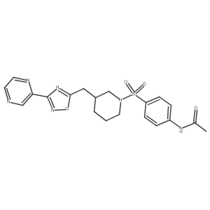 N-(4-((3-((3-(pyrazin-2-yl)-1,2,4-oxadiazol-5-yl)methyl)piperidin-1-yl)sulfonyl)phenyl)acetamide结构式