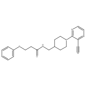 N-((1-(3-cyanopyrazin-2-yl)piperidin-4-yl)methyl)-3-(phenylthio)propanamide结构式