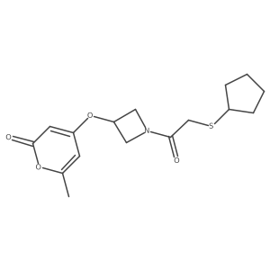 4-((1-(2-(cyclopentylthio)acetyl)azetidin-3-yl)oxy)-6-methyl-2H-pyran-2-one Structure