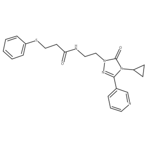 N-(2-(4-cyclopropyl-5-oxo-3-(pyridin-3-yl)-4,5-dihydro-1H-1,2,4-triazol-1-yl)ethyl)-3-(phenylthio)propanamide结构式