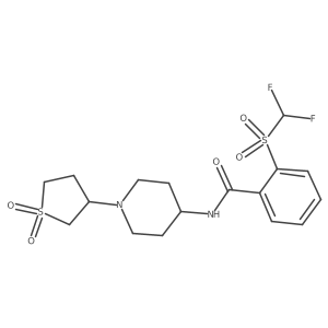 2-((difluoromethyl)sulfonyl)-N-(1-(1,1-dioxidotetrahydrothiophen-3-yl)piperidin-4-yl)benzamide结构式