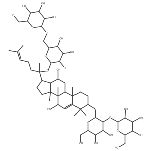 (3I(2),7I(2),12I(2))-20-[(6-O-I(2)-D-Glucopyranosyl-I(2)-D-glucopyranosyl)oxy]-7,12-dihydroxydammara-5,24-dien-3-yl 2-O-I(2)-D-glucopyranosyl-I(2)-D-glucopyranoside结构式