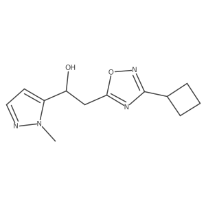 2-(3-cyclobutyl-1,2,4-oxadiazol-5-yl)-1-(1-methyl-1H-pyrazol-5-yl)ethan-1-ol结构式