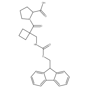 (2R)-1-{1-[({[(9H-fluoren-9-yl)methoxy]carbonyl}amino)methyl]cyclobutanecarbonyl}pyrrolidine-2-carboxylic acid结构式