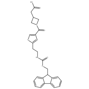 2-(1-{2-[2-({[(9H-fluoren-9-yl)methoxy]carbonyl}amino)ethyl]-1,3-thiazole-4-carbonyl}azetidin-3-yl)acetic acid结构式