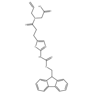 2-{3-[2-({[(9H-fluoren-9-yl)methoxy]carbonyl}amino)-1,3-thiazol-5-yl]-N-(prop-2-en-1-yl)propanamido}acetic acid结构式