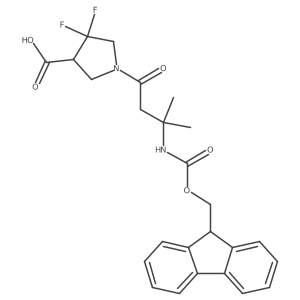 1-[3-({[(9H-fluoren-9-yl)methoxy]carbonyl}amino)-3-methylbutanoyl]-4,4-difluoropyrrolidine-3-carboxylic acid结构式
