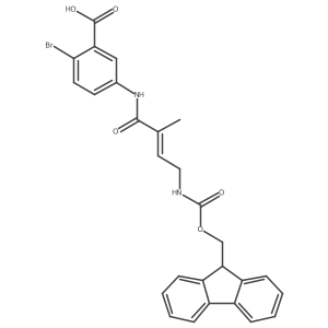 2-bromo-5-[4-({[(9H-fluoren-9-yl)methoxy]carbonyl}amino)-2-methylbut-2-enamido]benzoic acid Structure