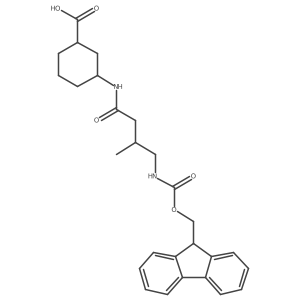 rac-(1R,3S)-3-[4-({[(9H-fluoren-9-yl)methoxy]carbonyl}amino)-3-methylbutanamido]cyclohexane-1-carboxylic acid结构式
