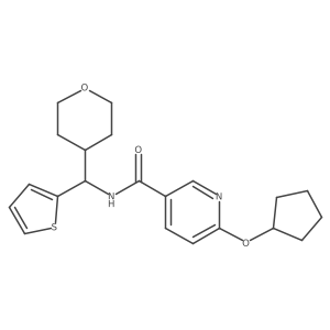6-(cyclopentyloxy)-N-[(oxan-4-yl)(thiophen-2-yl)methyl]pyridine-3-carboxamide Structure
