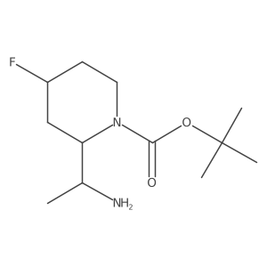 Tert-butyl 2-(1-aminoethyl)-4-fluoropiperidine-1-carboxylate结构式