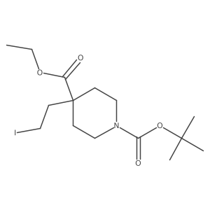 4-Ethoxycarbonyl-4-(2-iodoethyl)piperidine-1-carboxylic acid tert-butyl ester结构式