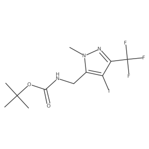 tert-butyl N-{[4-iodo-1-methyl-3-(trifluoromethyl)-1H-pyrazol-5-yl]methyl}carbamate结构式