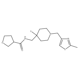 N-({4-fluoro-1-[(2-methyl-1,3-thiazol-4-yl)methyl]piperidin-4-yl}methyl)oxolane-3-carboxamide结构式