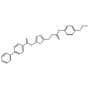 N-(5-((2-((4-ethoxyphenyl)amino)-2-oxoethyl)thio)-1,3,4-thiadiazol-2-yl)-[1,1'-biphenyl]-4-carboxamide结构式
