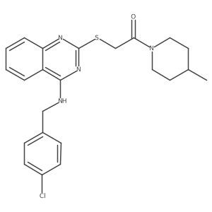 2-((4-((4-Chlorobenzyl)amino)quinazolin-2-yl)thio)-1-(4-methylpiperidin-1-yl)ethanone Structure