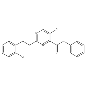 5-chloro-2-[(2-chlorobenzyl)sulfanyl]-N-phenylpyrimidine-4-carboxamide Structure