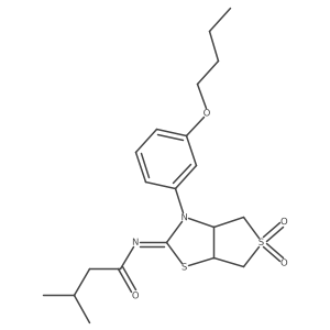 N-[(2Z)-3-(3-butoxyphenyl)-5,5-dioxidotetrahydrothieno[3,4-d][1,3]thiazol-2(3H)-ylidene]-3-methylbutanamide结构式