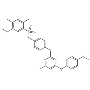5-methoxy-N-[4-({4-[(4-methoxyphenyl)amino]-6-methylpyrimidin-2-yl}amino)phenyl]-2,4-dimethylbenzene-1-sulfonamide结构式