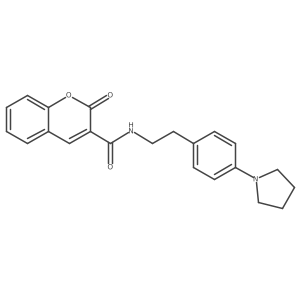 2-oxo-N-(4-(pyrrolidin-1-yl)phenethyl)-2H-chromene-3-carboxamide结构式