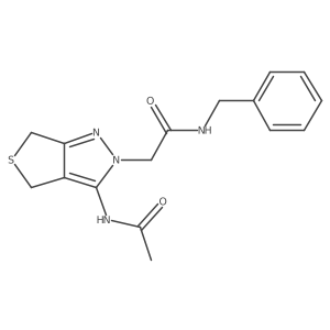 CC(=O)Nc1c2c(nn1CC(=O)NCc1ccccc1)CSC2结构式